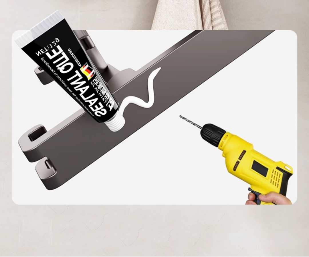 毛巾架壁挂式免打孔双折叠2件套(浴巾架+单杆)(图13)