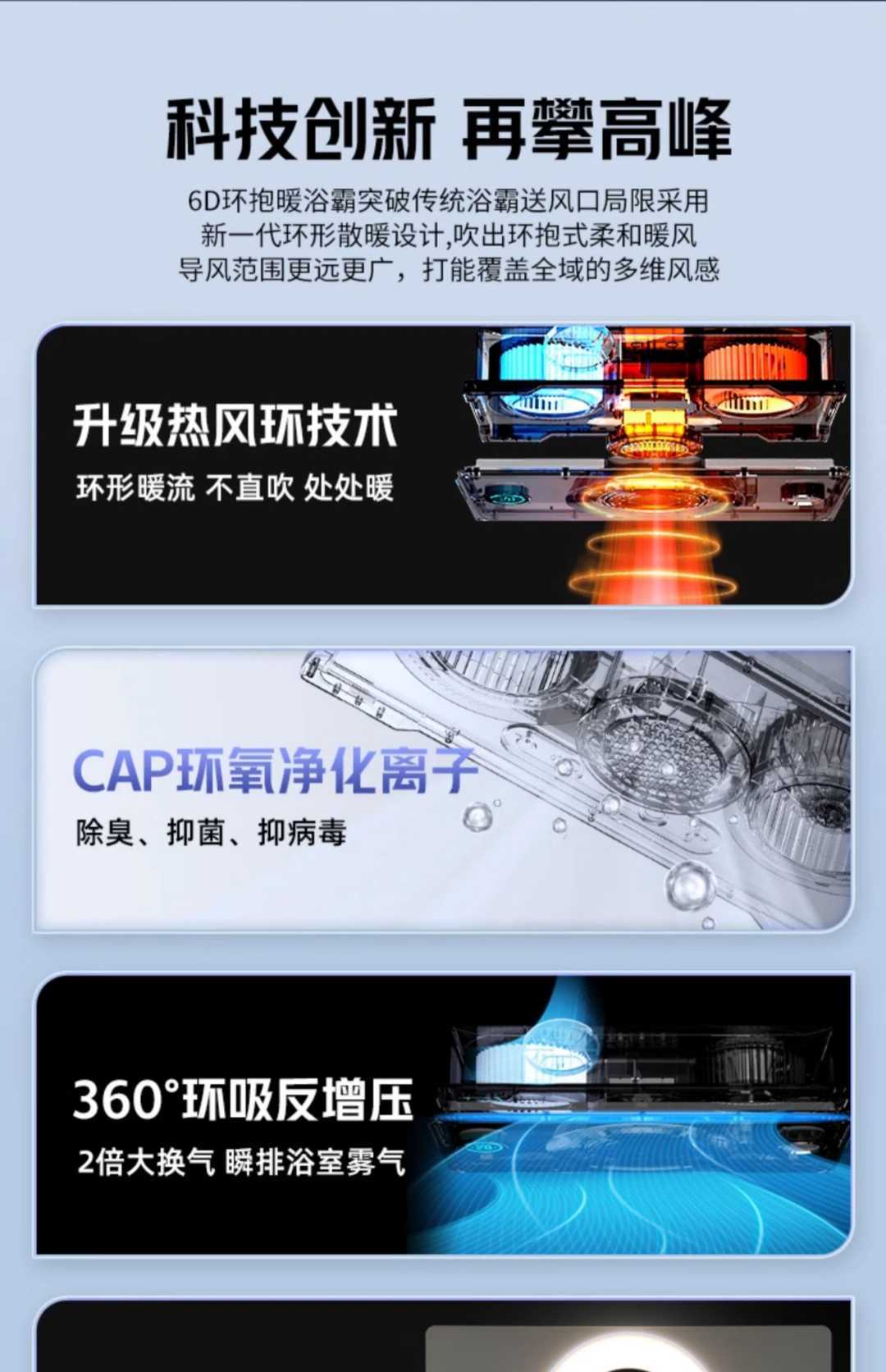 6D抑菌热能环全屏照明 语音触屏+48W长灯(图1)