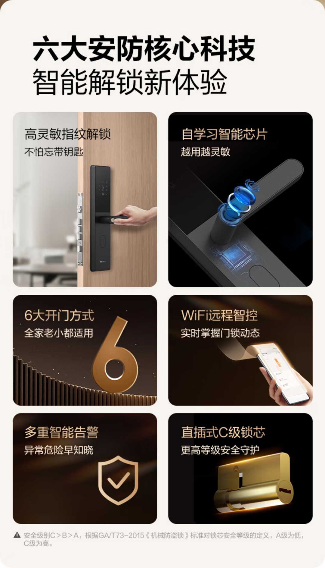 入户门电子锁 公牛Z32陨石黑 半自动(图2)