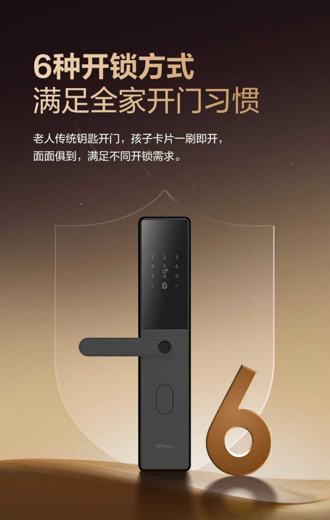 入户门电子锁 公牛Z32陨石黑 半自动(图6)