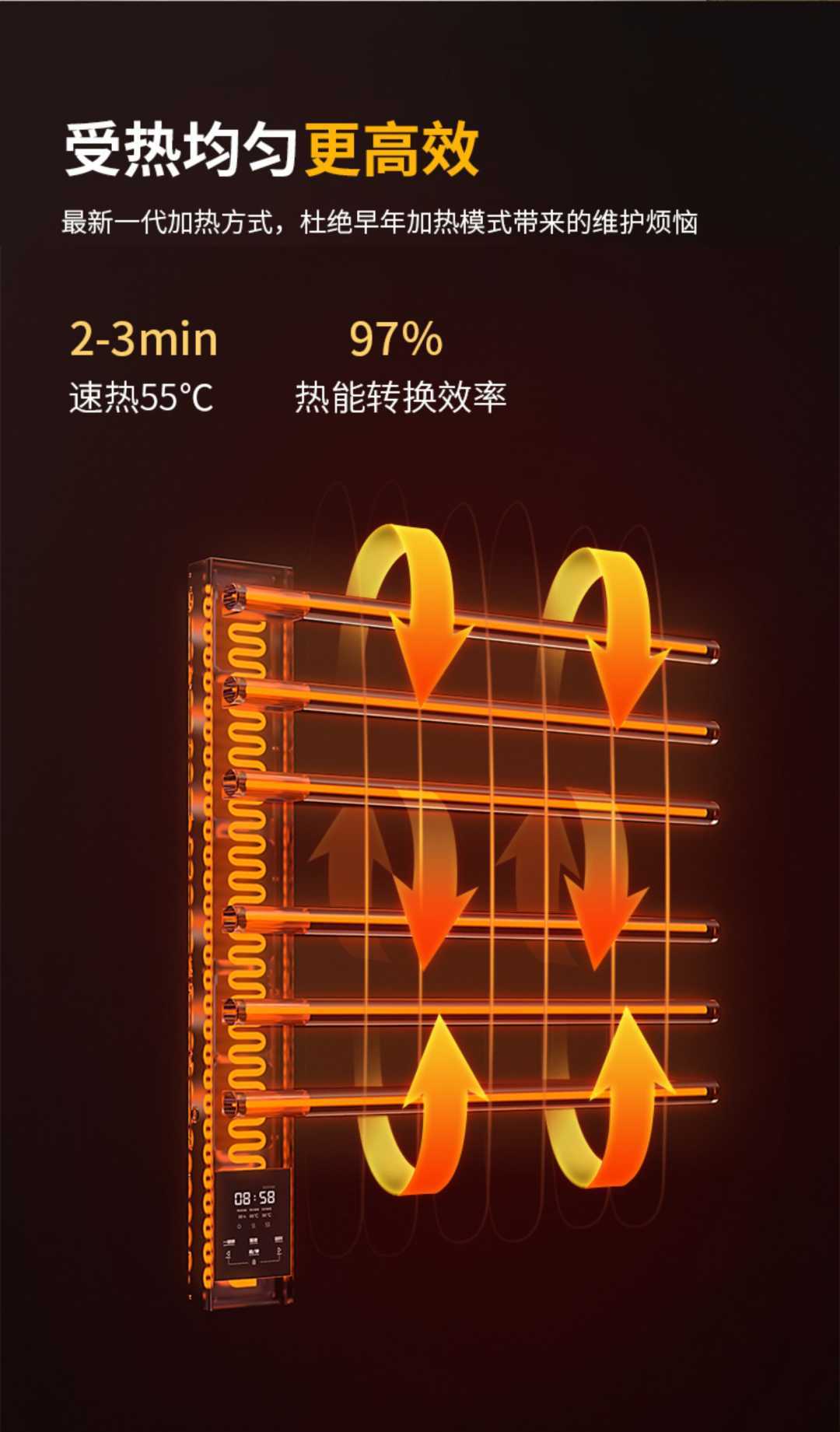 智能电热毛巾架卫生间浴室明暗装小尺寸打孔碳纤维烘干挂件(图7)