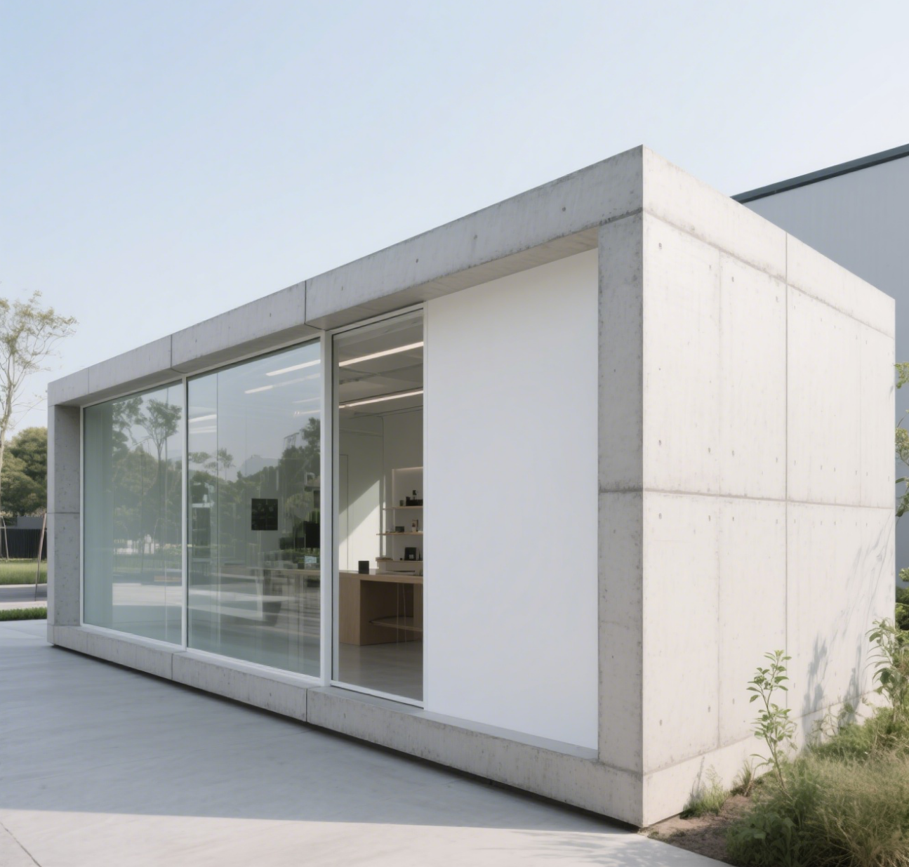 阳光下的混凝土会发光！半透明玻璃 + 清水混凝土，光影里藏着建筑的诗​